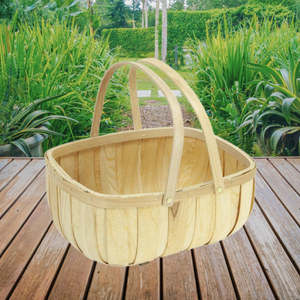 Nouveauté Panier de récolte en bois pour jardinage Panier de collecte et de stockage artisanal avec double poignée - Product Image 4