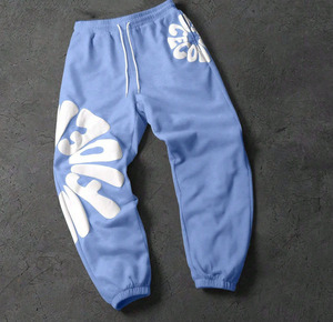 Survêtements en molleton 100% coton bleu ciel, imprimés personnalisés, de qualité supérieure, sweat-shirt à capuche et pantalon de jogging, 2 pièces, pour l'hiver - Product Image 2