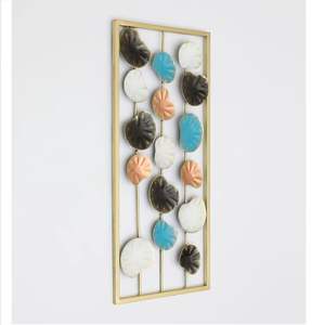 Contemporain moderne métal tenture murale luxe abstrait emboîtement feuilles formes décoration de la maison encadré Art corde artisanat - Product Image 1
