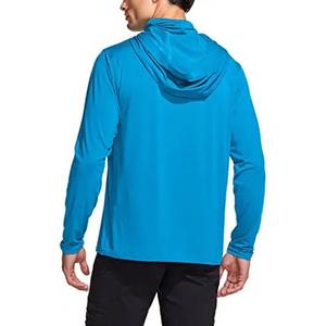 Chemise de protection UV UPF 50, vêtements de pêche, couleur unie, manches longues, maille ventilée, capuche de pêche UV pour homme - Product Image 3