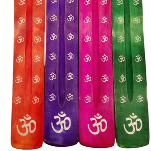 Décor d'autel de brûleur d'encens en bois OM, porte-encens en bois de manguier sculpté à la main-OM Symbol Ash Cacher Incence stick Holder Gift 10 - Product Image 1