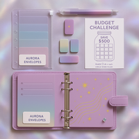 Labo Galaxy Budget Binder Set hadiah A6 perencana Foil emas penutup bintang pena amplop stiker dan pelacak kebiasaan Binder
