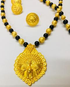 Conjuntos de collar chapados en oro y plata de 24 quilates a la moda india de la mejor calidad, diseño de pavo real de plumas abiertas, regalos de bodas cruzados Vintage - Product Image 2