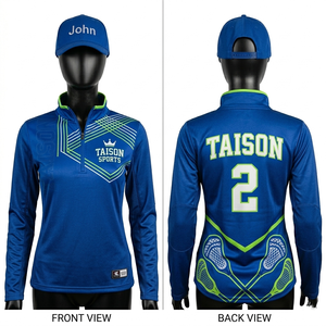 Sudadera con Capucha para Entrenamiento de Lacrosse para Mujer, 280 GSM, Forro Polar de Poliéster, Diseño de Paneles en Verde Marino, Sublimación, Logotipo Personalizado, Ropa Deportiva - Product Image 2