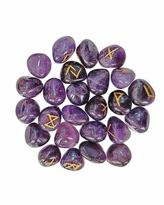 25 pièces pierre naturelle cristal améthyste gravé sculpté Reiki Rune Set Tumble Agate Gemstone avec mascotte Style cristal Rune Set - Product Image 3