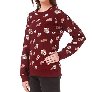 Sudadera cálida polar de poliéster 100% con logotipo personalizado para mujer, camiseta de manga larga con cuello redondo y hombros caídos - Product Image 4