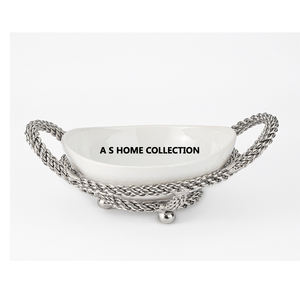 Bol de table plaqué or aspect fantaisie en métal de qualité supérieure avec fruits au design de branche de fleur argentée et autres articles de service - Product Image 4