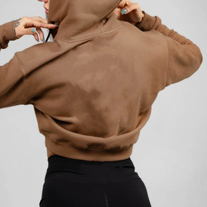 เสื้อครอปแบบสวมหัวเสื้อมีฮู้ดเสื้อครอปโอเวอร์ไซส์ออกแบบโลโก้ได้ตามต้องการล่าสุด - Product Image 3