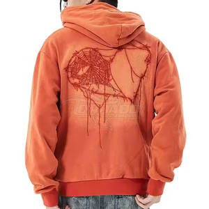 Sudadera con Capucha de Estilo Moderno, Nueva Colección de Invierno, Color Sólido, para Hombre, con Apliques Bordados Desgastados, de Algodón y Poliéster, Corte Holgado - Product Image 2