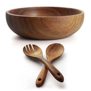 Vaisselle jetable en bois naturel, bol de service, couleur et forme personnalisées, écologique, passe au lave-vaisselle, pour fruits, nouilles, mélange, cadeaux - Product Image 1