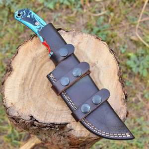 Couteau de chasse et de camping en acier damas fait à la main de haute qualité avec gaine en cuir de conception à lame fixe prise en charge par OEM Full Tang - Product Image 5