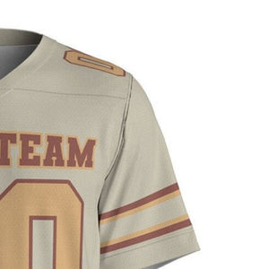 Ensemble de maillots de football américain personnalisés par sublimation |   Uniforme de sport imprimé à manches courtes, protection UV, 100% polyester, vente en gros - Product Image 4