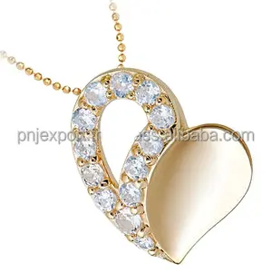 Заводская оптовая продажа 9K золотые ювелирные изделия сердце кулон ожерелье набор для женщин ювелирные изделия под заказ Private Label высокое качество