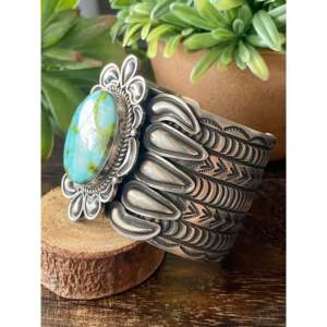 Alex Sanchez Sonoran Mountain Turquoise & Sterling <b>Silver</b> Fashion <b>Cuff</b> <b>Bracelet</b> - Product Image 5