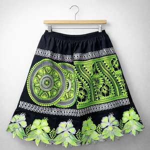 Faldas Bordadas con Diseño Personalizado Micronésico Polinesio, Falda con Estampado de Flores Hawaianas Polinesias de Micronesia - Product Image 3