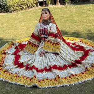 Robe afghane Kuchi originale AA IMPEX de haute qualité, en dentelle, longueur ras du sol, taille naturelle, respirante, infroissable, silhouette trapèze - Product Image 4