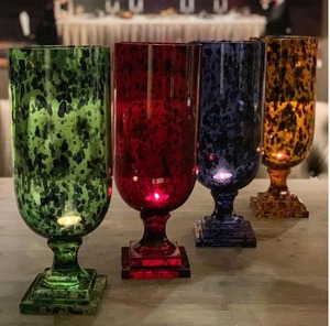 Bougeoir en verre lustré peint à la main disponible en différentes couleurs, formes et tailles - Product Image 3