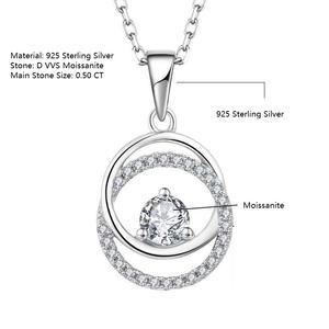 Colliers pendentifs double cercle multicolores en argent sterling 925 véritable, 5 mm D VVS1 Moissanite serti griffe, bijoux de mode pour femmes - Product Image 5