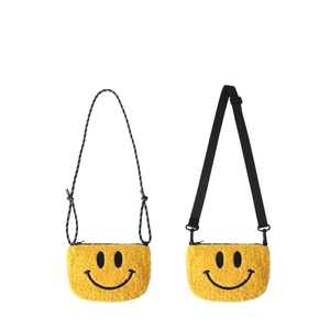 New autumn/winter smiley face crossbody bag, plush casual portable <b>coin</b> <b>purse</b>, lightweight plush phone bag for girls. - Product Image 1