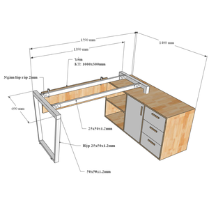 Contemporary Executive <b>Solid</b> <b>Wood</b> L-Shaped Luxury <b>Desk</b> 160x140cm Assembly Required-HBTC023 - Product Image 6