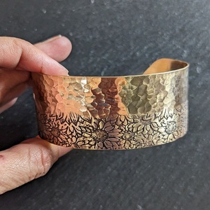 Hammered <b>Bracelet</b> Bezel Cuff Blank Mountings Bangle Base Setting Antique Copper Plated Brass <b>Adjustable</b> <b>Bracelet</b> - Product Image 2