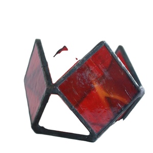 Set of 2 Stained Glass <b>Candle</b> Holder Colorful Frosted Amber Black Clear <b>Valentine</b> Print Handmade Silk Metal Cylinder - Product Image 1