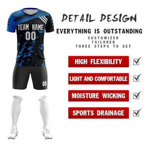 Conjuntos de uniformes de fútbol de poliéster 100% con nombre de equipo transpirable de alta calidad con logotipo personalizado y color degradado - Product Image 2