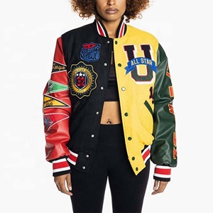 OEM personnalisé de haute qualité chenille broderie laine bombardier vestes de basket-ball collège vestes universitaires hommes col montant à capuche - Product Image 3