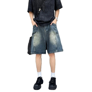 Short en jean polyvalent et ajusté pour hommes, nouvelle collection été, style vintage, tendance, cinq pantalons décontractés, motif uni, streetwear, en toile - Product Image 2