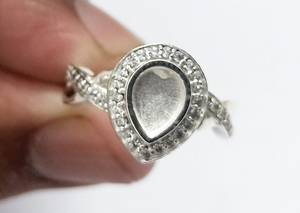 Anillo con forma de pera de Plata de Ley 925, 5x7mm, bisel de montaje, circón, bricolaje, buena resina, cenizas, regalo de trabajo, su proveedor personalizado - Product Image 3