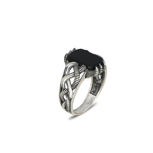 <b>Mens</b> Brass <b>Islamic</b> Vintage Natural Stone Ring Black Onyx Inlay Setting Rose Gold/Platinum Plated Turkish Ottoman Style <b>Gift</b> - Product Image 4