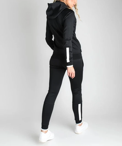 ชุดวอร์มสองชิ้นสำหรับผู้หญิงใหม่ฤดูใบไม้ร่วงเซ็ตกางเกง2ชิ้นทรงสกินนี่สีพื้นเสื้อครอปมีฮู้ดกางเกง2ชิ้น - Product Image 5