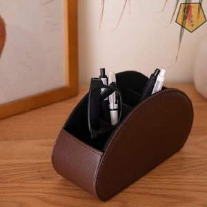 High End Square Shape Leather Pan Holder Desktop Organizer School & Office <b>Table</b> Decoration Best Design Low Cost - Product Image 2
