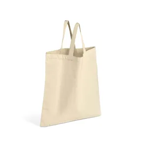 Highest Quality Supplier of No Zip Fashionable Canvas Cream Color Reusable Shopping Bags with Custom Logo and Design