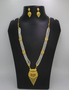 Indian Antique Jewelry <b>Gold</b> Plated Trendy Pure Brass Indian Bridal Wedding Wear Jewelry High Quality Necklace <b>Set</b> - Product Image 1