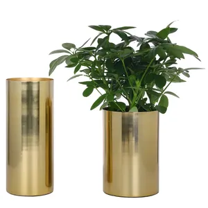 Set of 2 High Quality Handcrafted Metal Flower Vases in Shiny Premium <b>Gold</b> Finished at Cheap Wholesale Price Flower <b>Planter</b> - Product Image 1