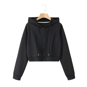 Venta al por mayor Otoño Invierno Mujeres Sudaderas con capucha Bolsillos Crop Sport Jacket Mujer Fitness Yoga Shirt Top Workout Hoodies - Product Image 1