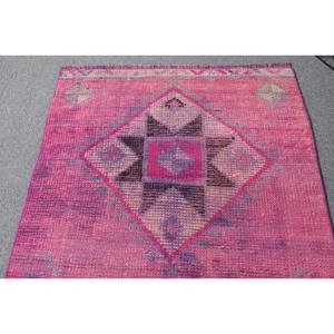 Tapis turc classique de Style bohème 2.7 X 10.5ft rose Patchwork Design laine matériel Latex support pour salon chambre couloir - Product Image 3