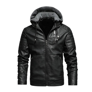 Veste en cuir à capuche orange à manches longues Sports de plein air Tissu en toile Design élégant - Product Image 1
