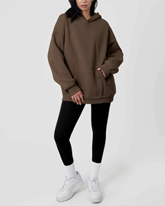 Sweat-shirt long oversize pour femme en velours douillet, coupe ample et décontractée, mode streetwear d'hiver, logo sur le devant - Product Image 2