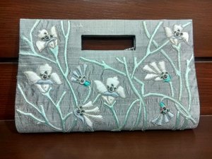 Latest 2025 Fashion-Forward Women Clutch purses with Top Zari Embroidery Semi Gemstones Pearl Chain <b>Beading</b> Decoration - Product Image 6