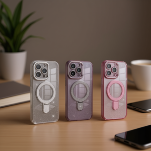 Funda Transparente Magnética Premium de TPU+PC con Purpurina, Soporte y Agarre para Teléfono para 17 Pro - Product Image 2