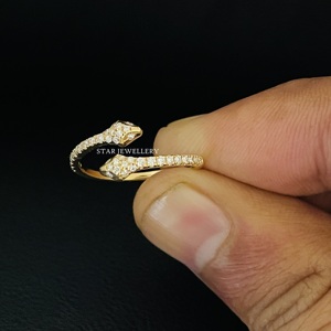 Anillo de serpiente de doble cabeza, anillo de oro de serpiente de diamante de doble cabeza, anillo de serpiente de diamante de oro sólido de doble Serpiente para ella, regalo para ella - Product Image 2