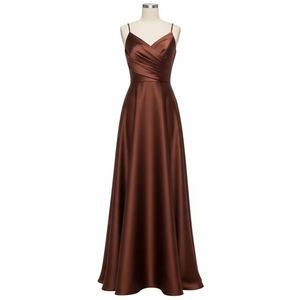 Vestido de Noche Elegante y Formal de Satén con Corte en A, de Poliéster Suave, para Mujer, para Bodas y Banquetes - Product Image 1