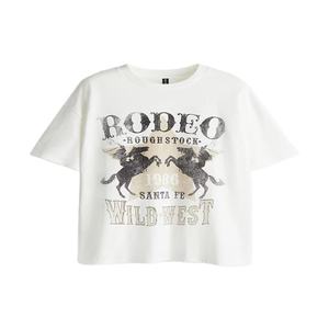 เสื้อยืดคอกลมสำหรับเด็กผู้หญิงทำจากผ้าฝ้ายแบบเท่ๆมีวิธีการพิมพ์ที่แตกต่างกันและวัสดุที่คัดสรรมาเป็นอย่างดี - Product Image 1