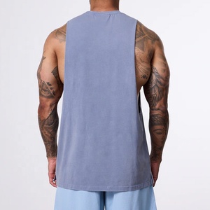 Vintage Style Washed <b>Acid</b> Sleeveless Tank Tops Hot Wholesale Pigment Dyed Singlets Breathable Gym Wear <b>Drop</b> Armhole Loose Fit - Product Image 2