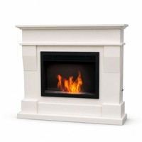 Cheminée bioéthanol autoportante MDF-03WH avec cadre en acier, sans conduit de fumée, avec poignée de flamme, pour intérieur