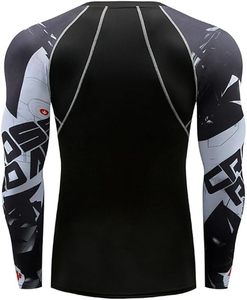 Chemise d'entraînement de compression à manches longues pour hommes, à séchage rapide, coupe athlétique avec manches graphiques audacieuses, respirante et confortable - Product Image 3