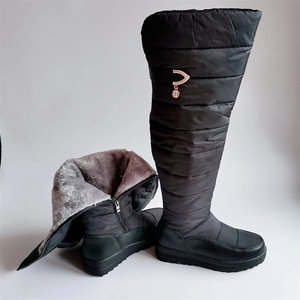 Bottes de neige montantes en daim antidérapantes avec doublure thermique, confortables, en fausse fourrure et caoutchouc, idéales pour l'hiver et l'automne - Product Image 3
