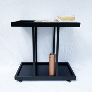 Modern Two-Tiered Living Room <b>Table</b> Durable Movable Wooden Top and Iron Frame SST012 <b>Sofa</b> Side <b>Table</b> - Product Image 3